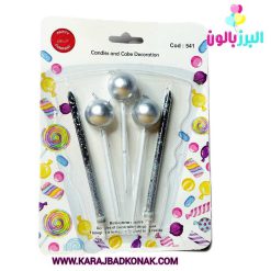 خرید و قیمت شمع توپی مدادی 5 تکه رنگ نقره ای