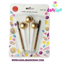 خرید و قیمت شمع توپی مدادی 5 تکه رنگ طلایی