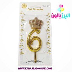 خرید و قیمت شمع تولد تاج عدد 6 رنگ طلایی