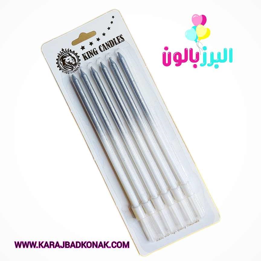 خرید و قیمت شمع مدادی سایه روشن رنگ نقره ای 6 عددی 1 خرید و قیمت شمع مدادی سایه روشن رنگ نقره ای 6 عددی
