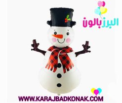 بادکنک فویلی آدم برفی شال قرمز
