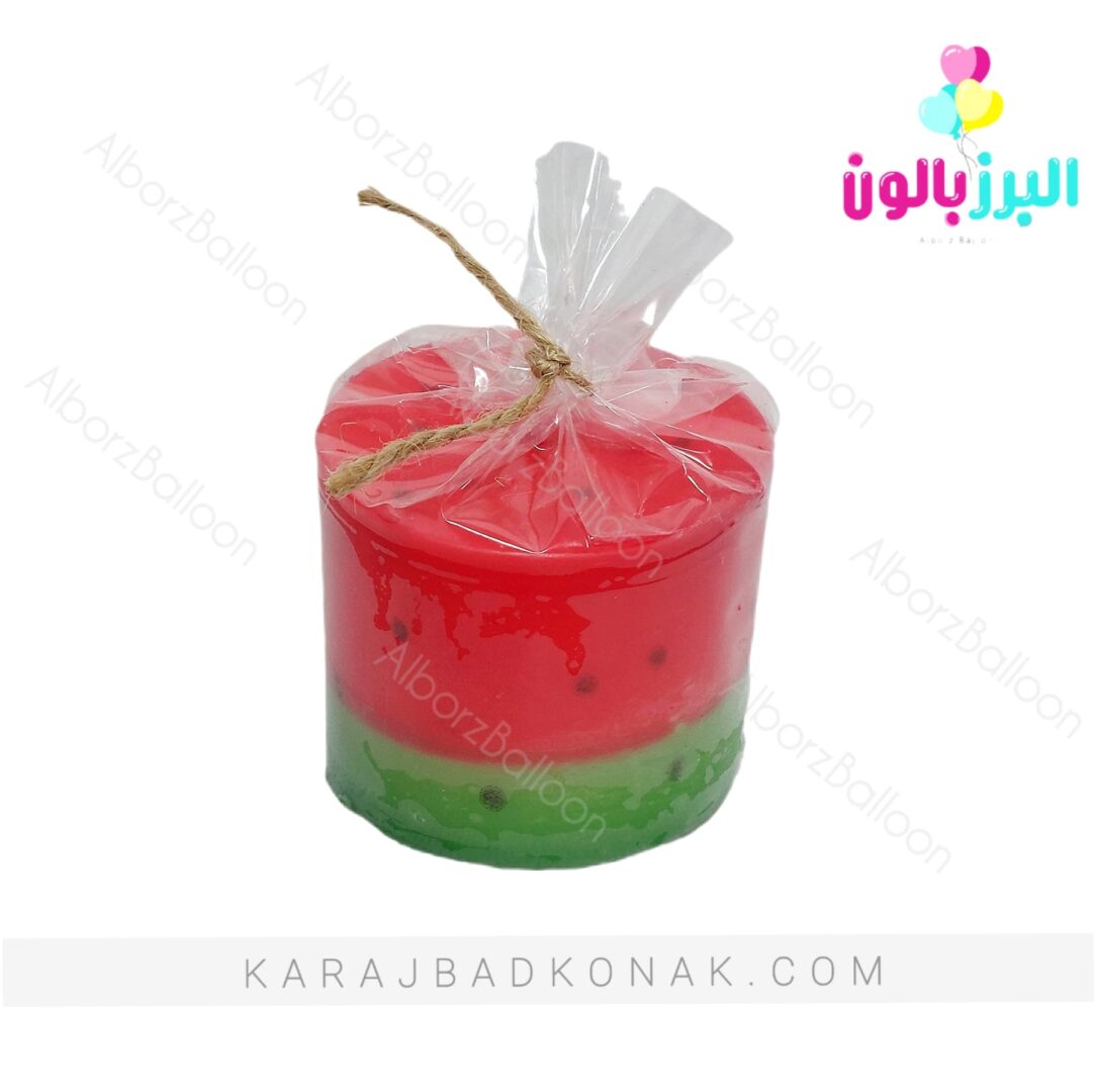 شمع استوانه یلدا طرح هندوانه کوچک 1 شمع استوانه یلدا طرح هندوانه کوچک
