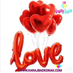 بادکنک فویلی طرح لاو قرمز