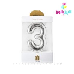 شمع عدد کروم رنگ نقره ای