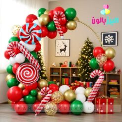 بادکنک فویلی عصا کریسمس