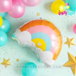 بادکنک فویلی رنگین کمان و ابر نود