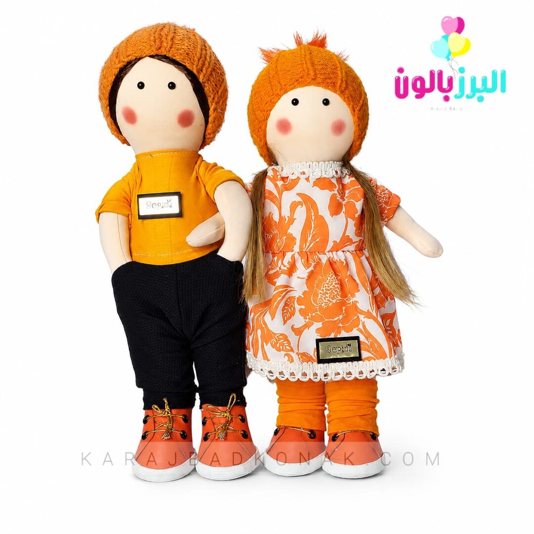 عروسک دختر و پسر روسی نارنجی(35 سانتی) 1 عروسک دختر و پسر روسی نارنجی(35 سانتی)