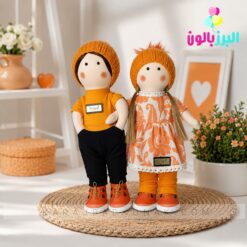عروسک دختر و پسر روسی نارنجی(35 سانتی)