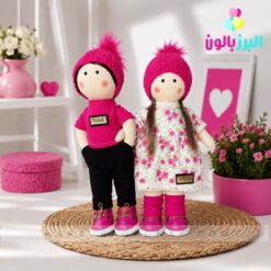 عروسک دختر و پسر روسی سرخابی(35 سانتی)