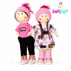 عروسک دختر و پسر روسی صورتی(35 سانتی)
