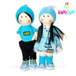 عروسک دختر و پسر روسی آبی روشن(35 سانتی)