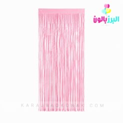 پرده متالایز رنگ صورتی پاستلی