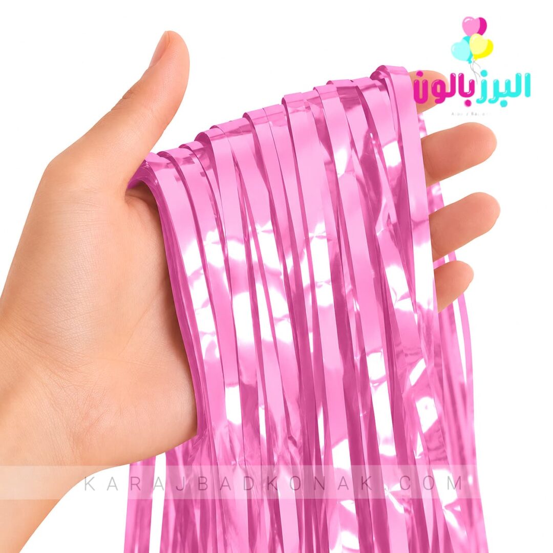 پرده متالایز رنگ سرخابی پاستلی 2 پرده متالایز رنگ سرخابی پاستلی