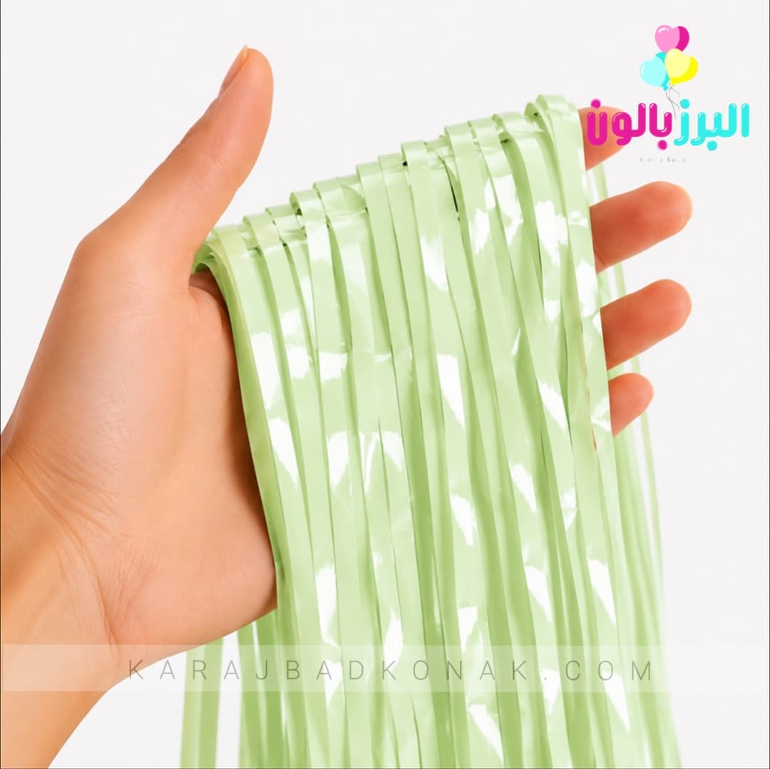 پرده متالایز رنگ سبز پاستلی 2 پرده متالایز رنگ سبز پاستلی