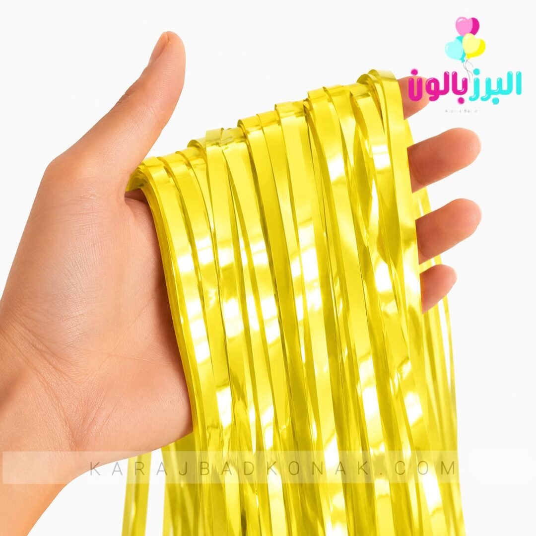 پرده متالایز رنگ زرد پاستلی 2 پرده متالایز رنگ زرد پاستلی