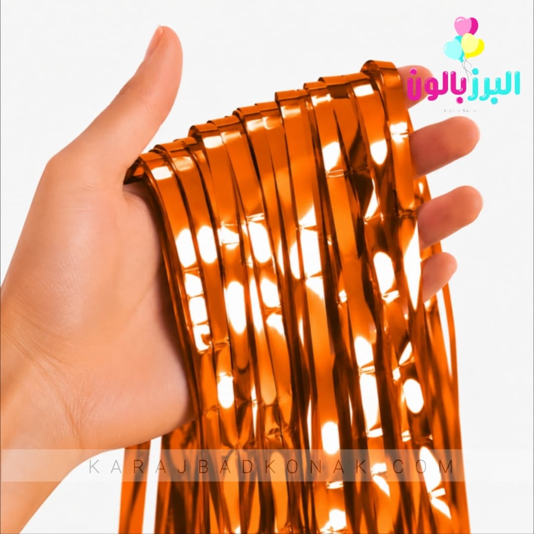 پرده متالایز رنگ نارنجی رستیک 2 پرده متالایز رنگ نارنجی رستیک