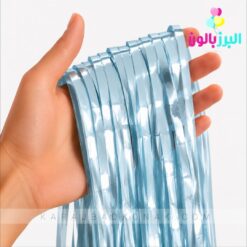 پرده متالایز رنگ آبی رستیک