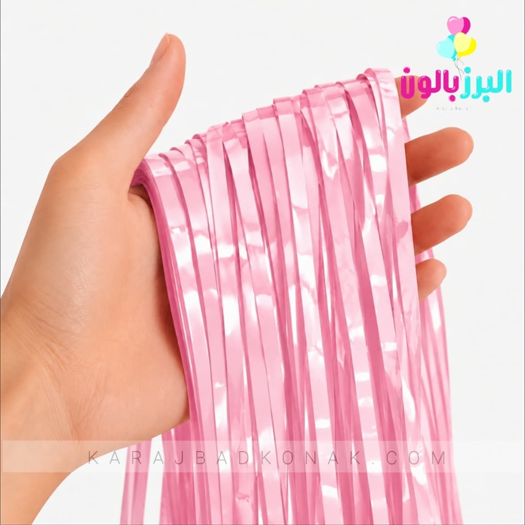 پرده متالایز رنگ صورتی پاستلی 2 پرده متالایز رنگ صورتی پاستلی