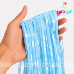پرده متالایز رنگ آبی پاستلی