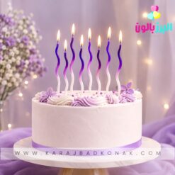 خرید و قیمت شمع ماکارونی رنگ بنفش 8 عددی