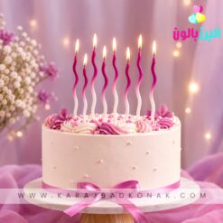 خرید و قیمت شمع ماکارونی رنگ صورتی 8 عددی