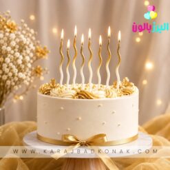 خرید و قیمت شمع ماکارونی رنگ طلایی 8 عددی