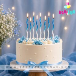 خرید و قیمت شمع ماکارونی رنگ آبی 8 عددی