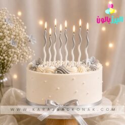 خرید و قیمت شمع ماکارونی رنگ نقره ای 8 عددی