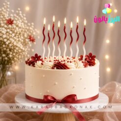 خرید و قیمت شمع ماکارونی رنگ قرمز 8 عددی